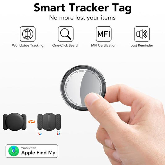 [Fall Deals] Tukio GPS Tracker for Cars & Pets - Mini Clear Design, Weatherproof Case, Anti-Lost Device, Works with Apple Find My (Ios Only), No Monthly Fees, IP67 Waterproof, Replaceable Battery