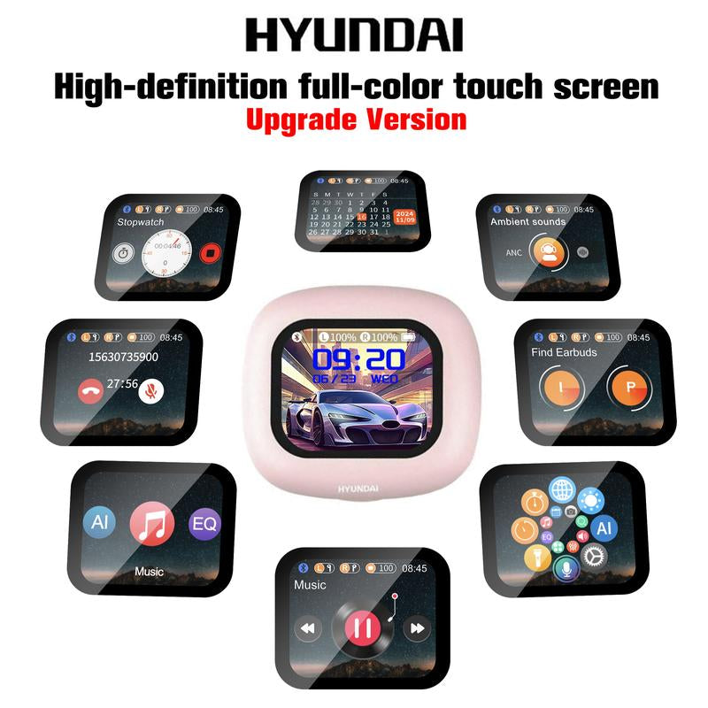 HYUNDAI HY Q18 Pro Electronic Earbud Bluetooth Headset Supports 169‑Language Translation with Full‑Color Touch Screen, Audio Wireless Headphones for Music & Phone Calls