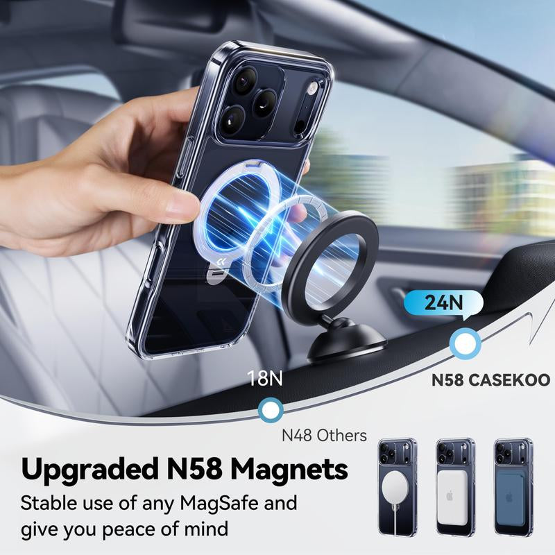CASEKOO Clear Iphone 17 Pro Max Case, 360° Spin Built-In Magnetic Stand, Fit for Magsafe, 16FT Drop Protection, Chic Design for Iphone 17 Series