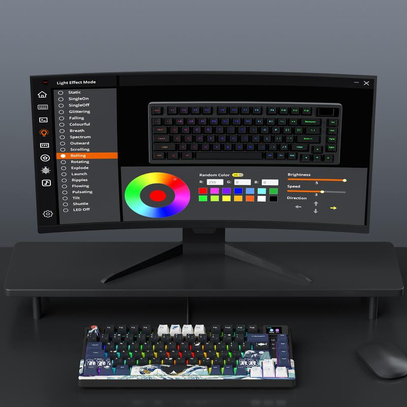 Womier S-K80 75% Keyboard with Color Multimedia Display Mechanical Gaming Keyboard, Wired Hot Swappable Keyboard, Gasket Mount RGB Custom Keyboard, Pre-Lubed Stabilizer for Mac/Win, Black Kanagawa Desk Office Accessories Budget