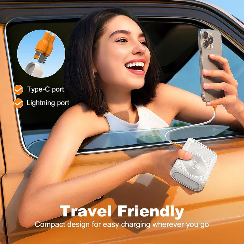 QQK Wireless Magnetic Power Bank 22.5W with Mutual Charging Cable, Phone Holder, USB-A+ AC Plug, 6-In-1 Power Bank for Smartphones and Cellphones Chargeable