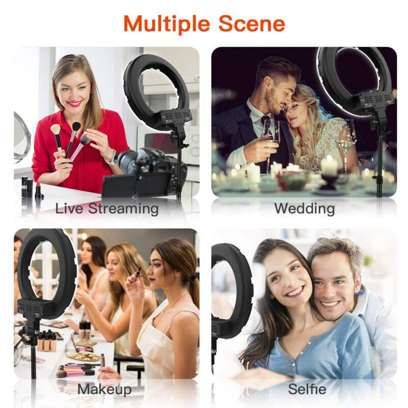 18'' Inch LED Ring Light Kit with Tripod Stand Dimmable 5500K for Phone Camera Live Makeup
