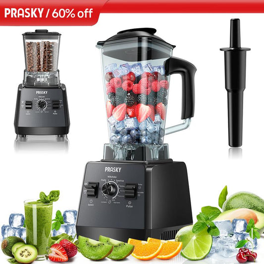 Prasky Professional Blender,Kitchen for Blender 68Oz BPA Free 2 Containers Countertop Blenders Ice Crushing&Max.2400Watts/1000Watts Blender and Grinder Combo 25000RPM , Smoothies/Juice/Nuts Butter/Food Processor/Kitchen Appliances /SMARTLIVING