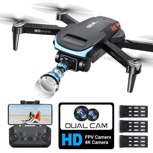 Mini Drone with HD Dual Camera, RC Quadcopter Drone with Light, Avoiding Obstacles, Headless Mode, 3 Batteries Accessories Remote Electronic Device Optical Flow Hover