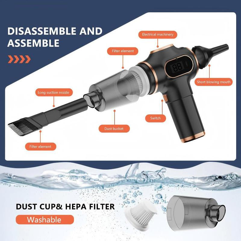 LIMITED TIME 2-In-1 Handheld Cordless Home Vacuum Cleaner, Car Cordless Vacuum Cleaner, Powerful Suction Handheld Cordless Vacuum Cleaner for Home, Car and Desktop Cleaning Portable Steam Vacuum Cleaner with Pet Hair Remover Rechargeable Wireless