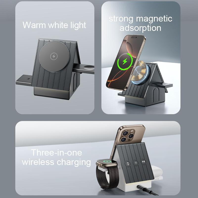 3-In-1 Magnetic Wireless Charging Station, Foldable USB Type-C Adapter for Samsung Galaxy Z Fold/Flip, S24 Ultra/S23/S22/S21/S20