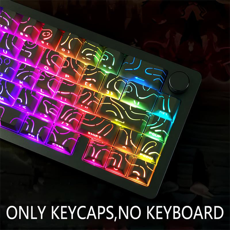 (Keyboard Not Included)Glowing Contour PBT Keycaps Set - Double-Shot Shine-Through Backlit Keycaps for 100% 108/87/65/60% Layouts | Cherry Profile White & Black Keycaps, ASMR Silent Gaming Keyboard Upgrade & RGB Gift for Gamers Boyfriend Gift
