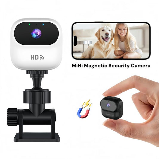 Mini Magnetic Wifi Security Camera, Wireless Window Camera, Spy Tool, Vlog Recording and Night Vision, Free 1/4 Screw Bracket, CCTV, No Monthly Fees, Black and White