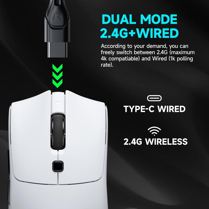 RAWM MH01 PRO 8K Wireless Gaming Mouse, PAW3950 30000DPI, MCU Nordic 52840, up to 165H Battery Life, Esports & FPS Gaming Mice, 8K Dongle Included, Shipping from FBA