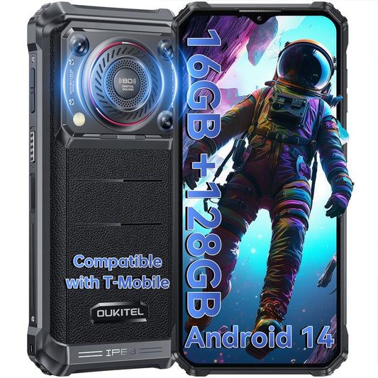 OUKITEL WP36 4G Rugged Smartphone - 10600Mah/15W Fast Charging, 16GB+128GB Unlocked Rugged Phone, 128Db Loud Speaker, Android 14, 13MP+5MP Camera, Nfc/Dual Sim/Otg