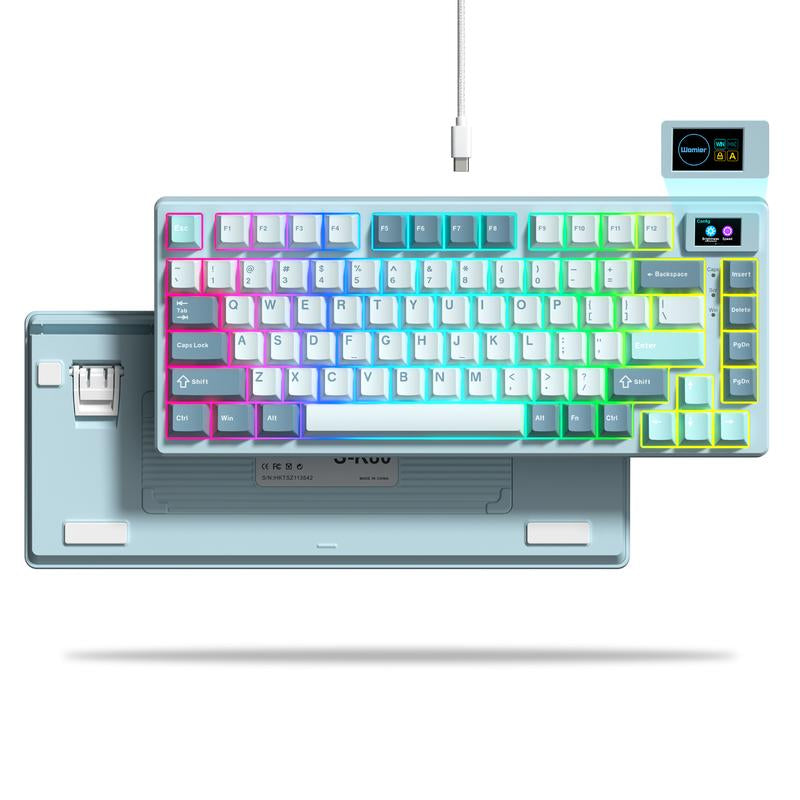 Womier S-K80 75% Keyboard with Color Multimedia Display Mechanical Gaming Keyboard, Wired Hot Swappable Keyboard, Gasket Mount RGB Custom Keyboard, Pre-Lubed Stabilizer for Mac/Win, Black Kanagawa Desk Office Accessories Budget