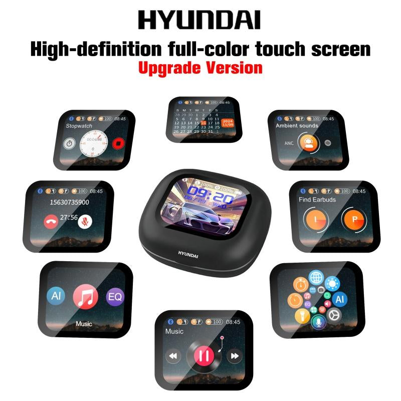 HYUNDAI HY Q18 Pro Electronic Earbud Bluetooth Headset Supports 169‑Language Translation with Full‑Color Touch Screen, Audio Wireless Headphones for Music & Phone Calls