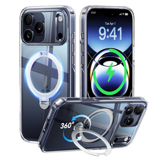 CASEKOO Clear Iphone 17 Pro Max Case, 360° Spin Built-In Magnetic Stand, Fit for Magsafe, 16FT Drop Protection, Chic Design for Iphone 17 Series