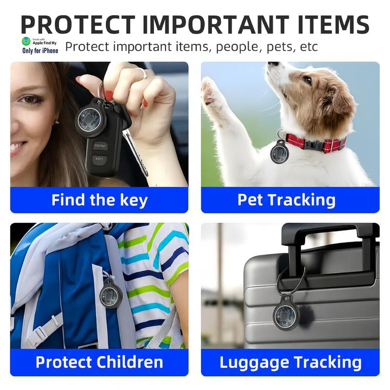 [Fall Deals] Tukio GPS Tracker for Cars & Pets - Mini Clear Design, Weatherproof Case, Anti-Lost Device, Works with Apple Find My (Ios Only), No Monthly Fees, IP67 Waterproof, Replaceable Battery