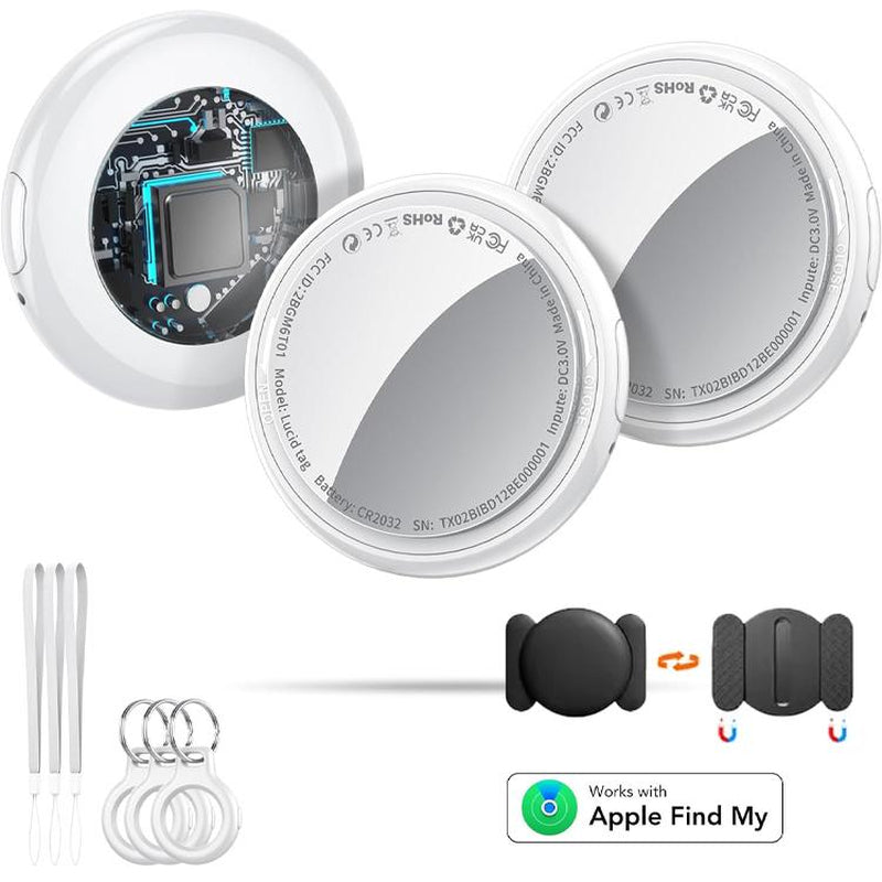 [Fall Deals] Tukio GPS Tracker for Cars & Pets - Mini Clear Design, Weatherproof Case, Anti-Lost Device, Works with Apple Find My (Ios Only), No Monthly Fees, IP67 Waterproof, Replaceable Battery