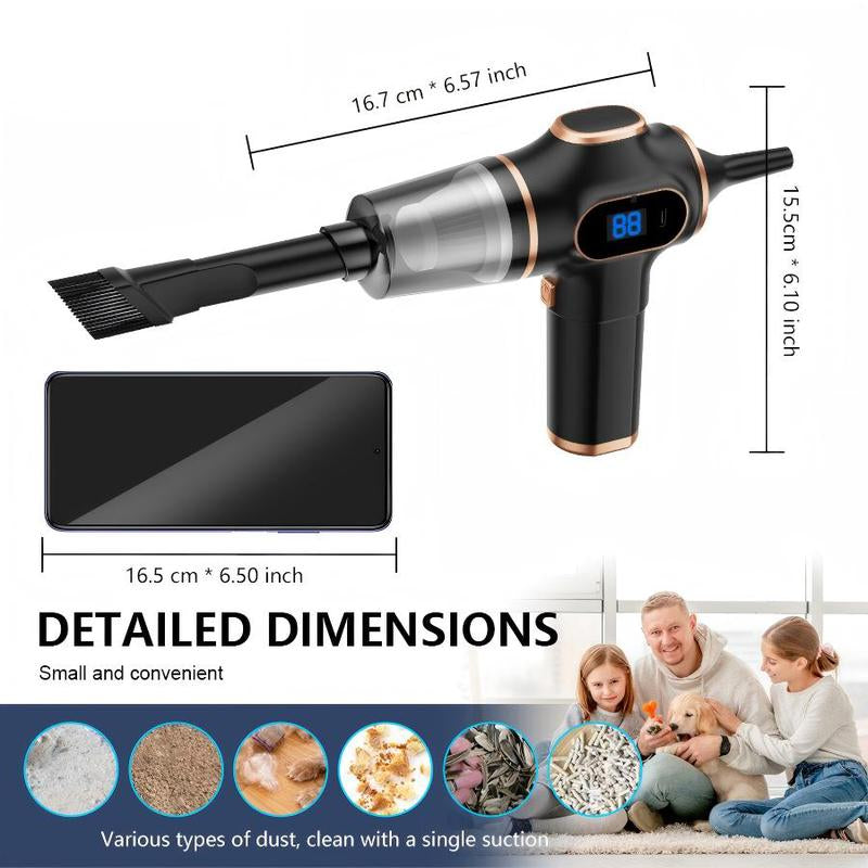 LIMITED TIME 2-In-1 Handheld Cordless Home Vacuum Cleaner, Car Cordless Vacuum Cleaner, Powerful Suction Handheld Cordless Vacuum Cleaner for Home, Car and Desktop Cleaning Portable Steam Vacuum Cleaner with Pet Hair Remover Rechargeable Wireless