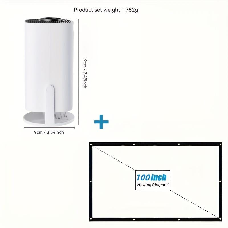 [Portable Projector] Portable 1280*720P Square Projector | 200ANSI Home Theater 180° Angle Adjustable, Wireless 5.0, Auto Correction, US Plug, Perfect for Movie Nights and Games, Ideal Gift