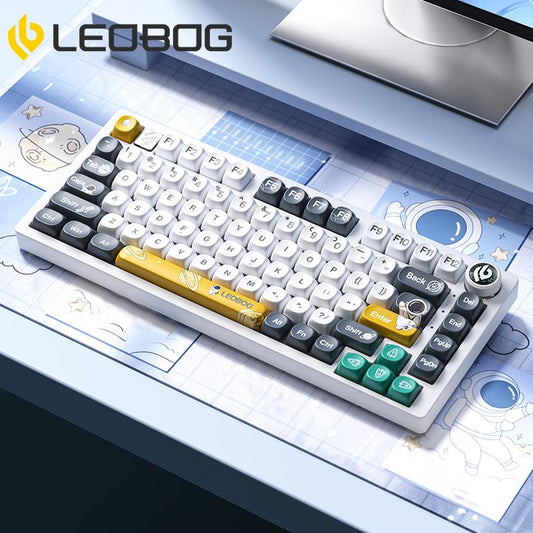 LEOBOG Hi75 Gaming Mechanical Keyboard, 16 RGB Backlight Compact 81 Keys Mini Wired Office Keybord with Multi-Function Fnob & Aluminum Shell, for Windows/Mac/Pc/Laptop, Thocky Clacky Keyboard ASMR, Gaming Room Accessories, Gasket Hot Swappable Custom