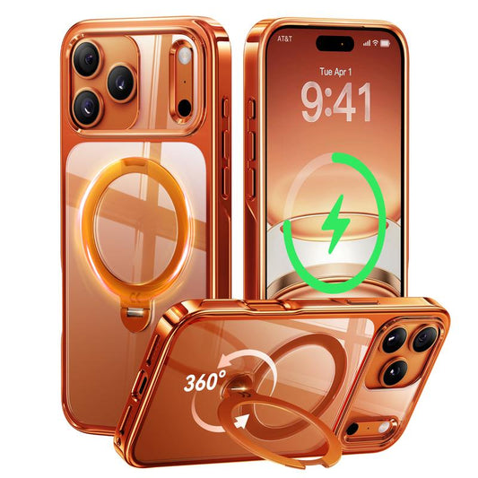 CASEKOO Clear Iphone 17 Pro Max Case, 360° Spin Built-In Magnetic Stand, Fit for Magsafe, 16FT Drop Protection, Chic Design for Iphone 17 Series