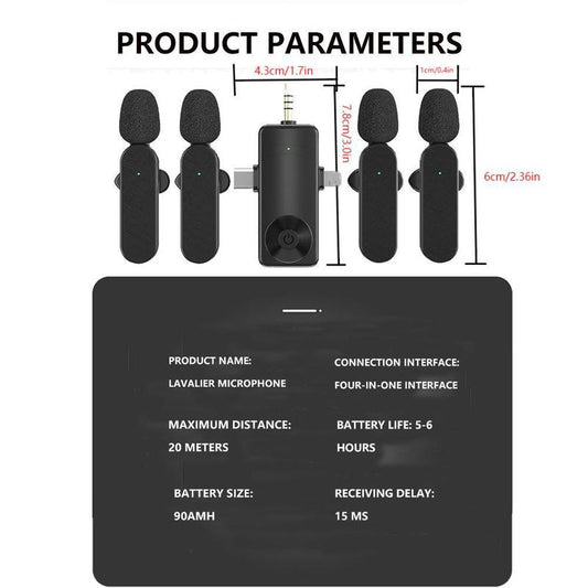 1-To-4 Portable Wireless Microphone Set, Rechargeable Wireless Microphone, Professional Wireless Microphone Set for Live Streaming & Podcasting
