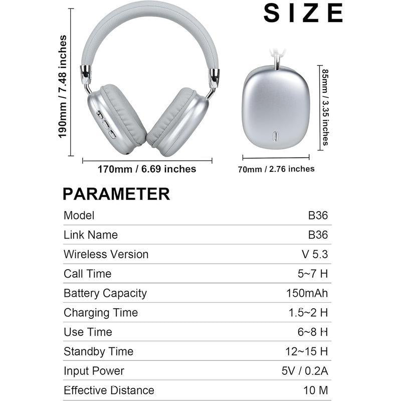 Y01 Wireless Bluetooth Headphones,Over-Ear,Noise Cancelling,Hi-Res Audio,48H Battery Life,Foldable,Mic for Ios/Pc Headphones Android Memory Headset Earbud Electronic,Audifonos Bluetooth