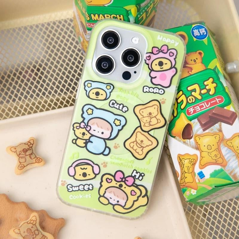 RORO CASE Set【Koala Sandwich Biscuits】 Magnetic Phone Case Set for Iphone 15 Pro Max and Iphone 15 Pro