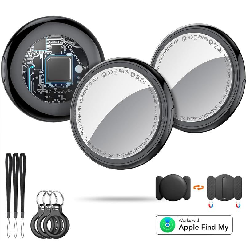 [Fall Deals] Tukio GPS Tracker for Cars & Pets - Mini Clear Design, Weatherproof Case, Anti-Lost Device, Works with Apple Find My (Ios Only), No Monthly Fees, IP67 Waterproof, Replaceable Battery
