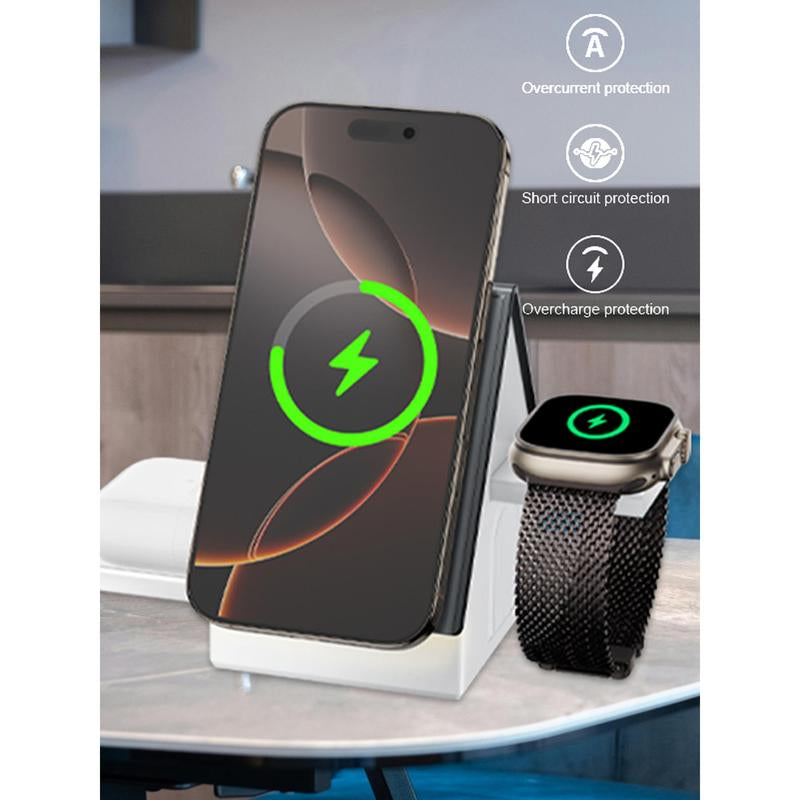 3-In-1 Magnetic Wireless Charging Station, Foldable USB Type-C Adapter for Samsung Galaxy Z Fold/Flip, S24 Ultra/S23/S22/S21/S20