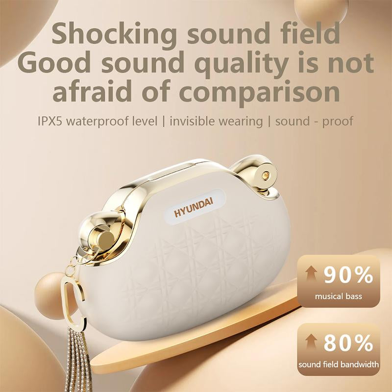 HYUNDAI YX49 Fashionable Open-Wear Stereo Earphones with Handbag-Style Light Luxury Design, Comfortable Fit, 2025 New Bluetooth 6.0 for Faster, More Stable Connection & Lower Power Use, Hifi Sound, Sport & Travel Ready, Perfect Gift for Girlfriend