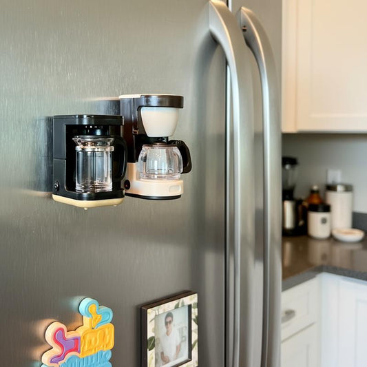 Set of 2 Mini Coffee Machine Fridge Magnet | Black & White Retro Coffee Maker Refrigerator Magnets | Plastic Kitchen Decor Gift for Coffee Lovers” Decoration Lightweight