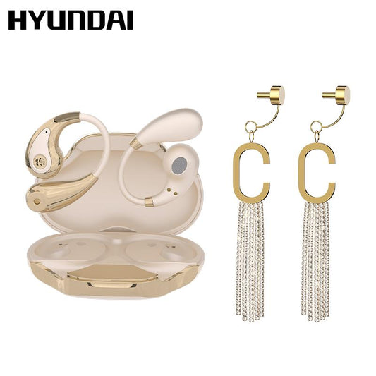 HYUNDAI YX49 Fashionable Open-Wear Stereo Earphones with Handbag-Style Light Luxury Design, Comfortable Fit, 2025 New Bluetooth 6.0 for Faster, More Stable Connection & Lower Power Use, Hifi Sound, Sport & Travel Ready, Perfect Gift for Girlfriend