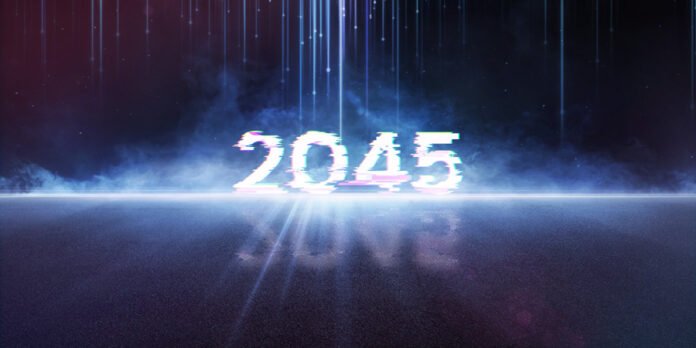 3d,Rendering,2045,Text,With,Screen,Effects,Of,Technological,Failures. Indonesia Digital Sovereignty 2045 - Vision for Digital and Nuclear Energy Leadership