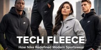 7 Best Nike Tech 2026 Styles: The Ultimate Powerful Guide to Tech Fleece A model showcasing the full Nike Tech 2026 tracksuit in Anthracite grey style